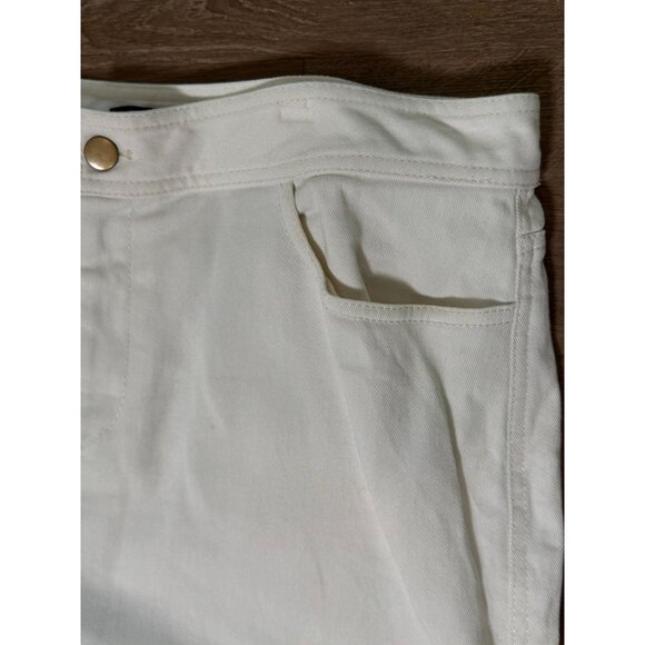 White Denim Midi Skirt With Frayed Hem By‎ Harvey Faircloth Size 12 Y2K - Picture 4 of 9
